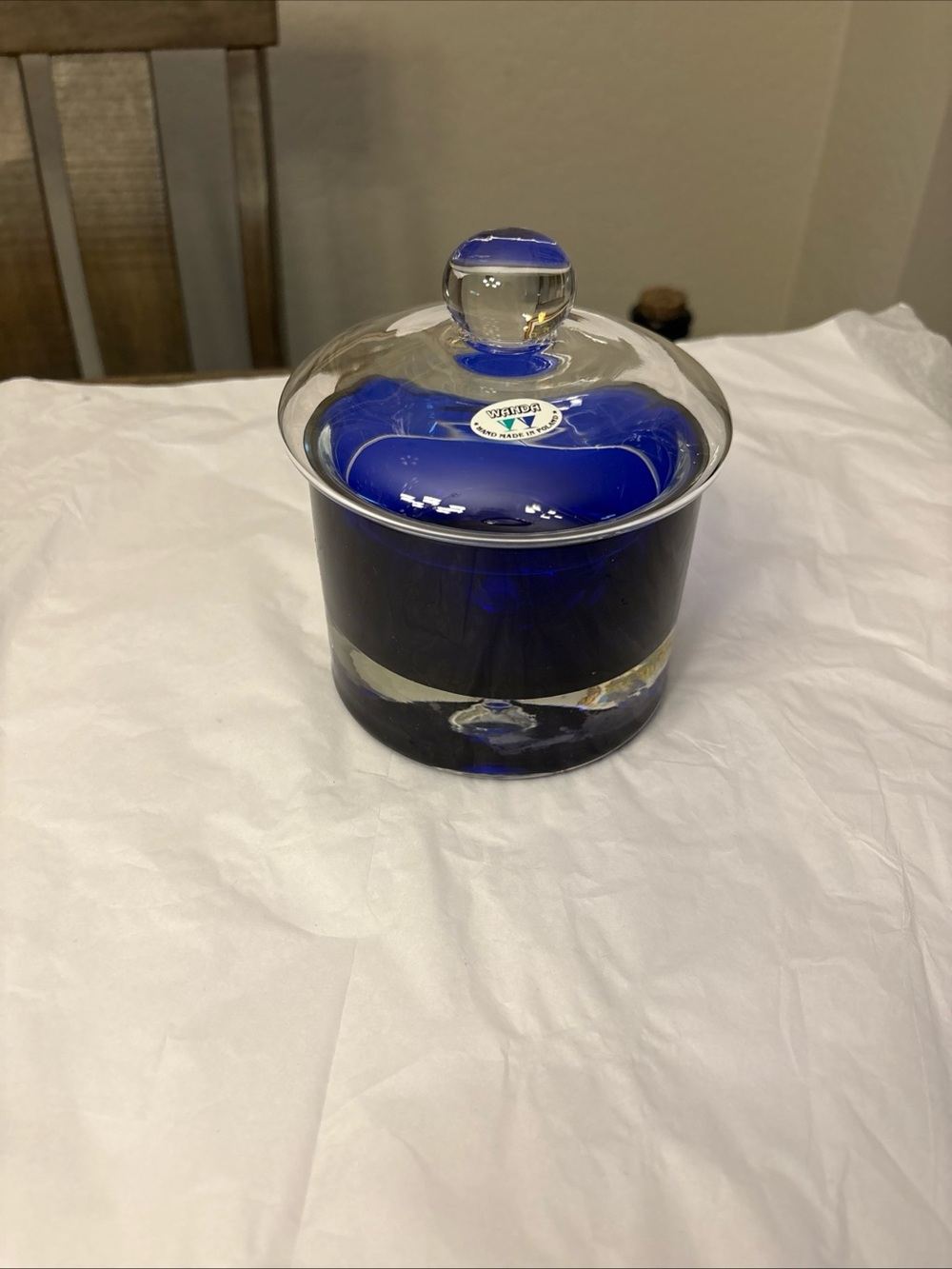 WANDA Hand Made In Poland  Cobalt Blue Trinket Box With Lid EUC!
